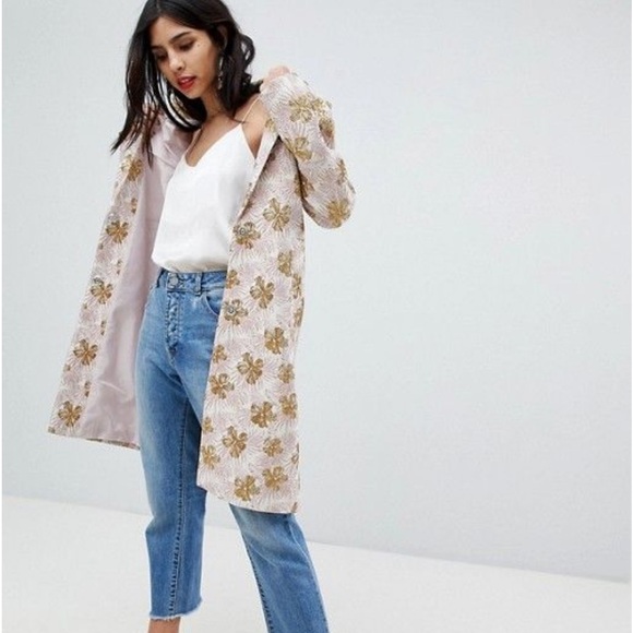 ASOS Metallic Floral Embroidered Slim Coat
Size 0 New With Tags! - Picture 2 of 13